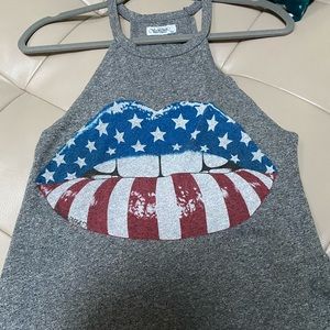 Lauren Moschi Stars and Stripes lips tank